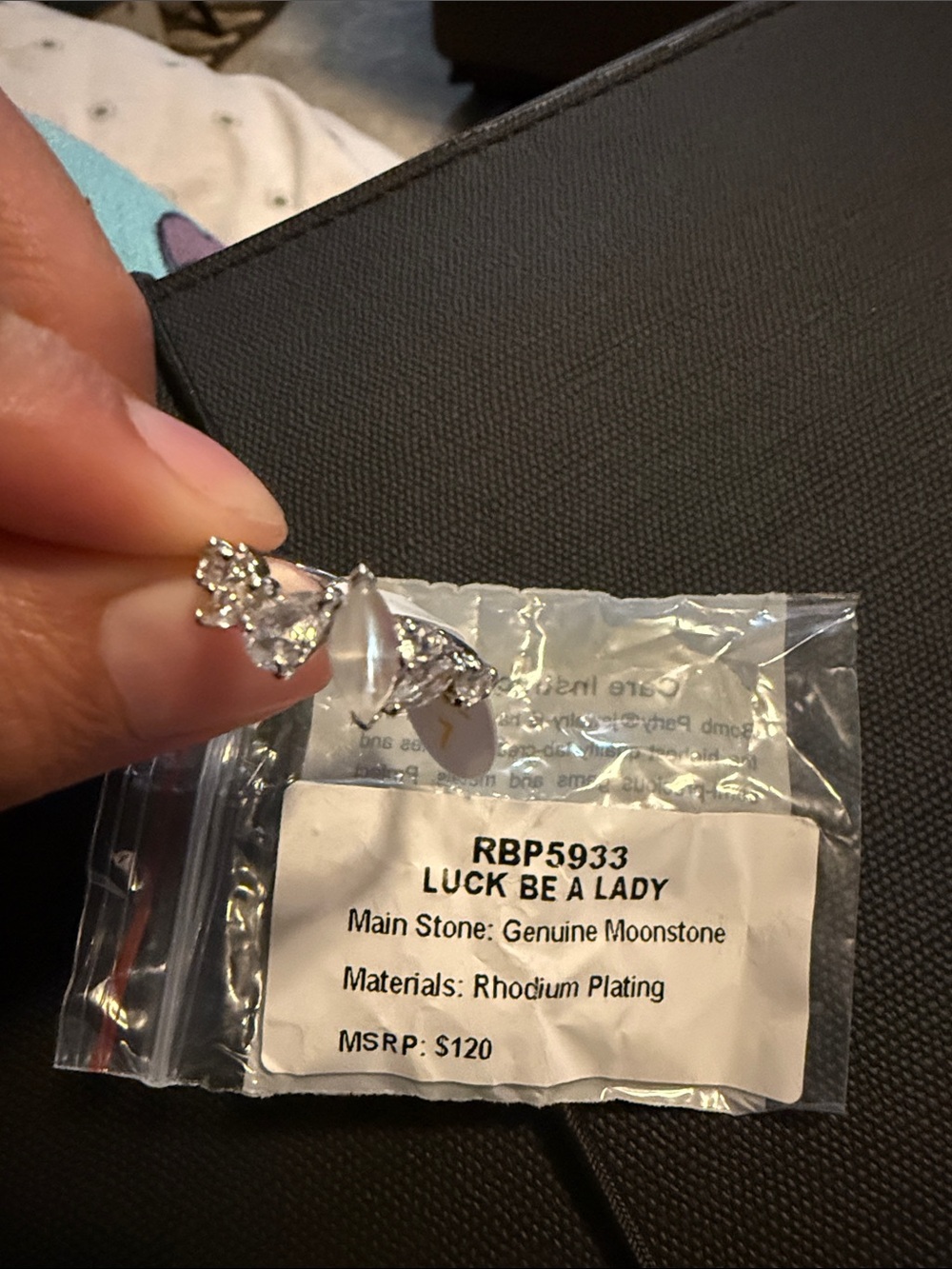 Luck Be A Lady Moonstone Rhodium-Plated Ring - Silver
